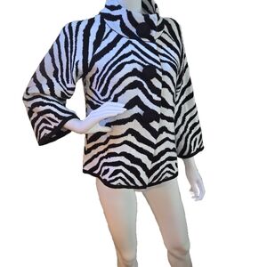Hannah Vintage Black and White Zebra Print Sweater Jacket
